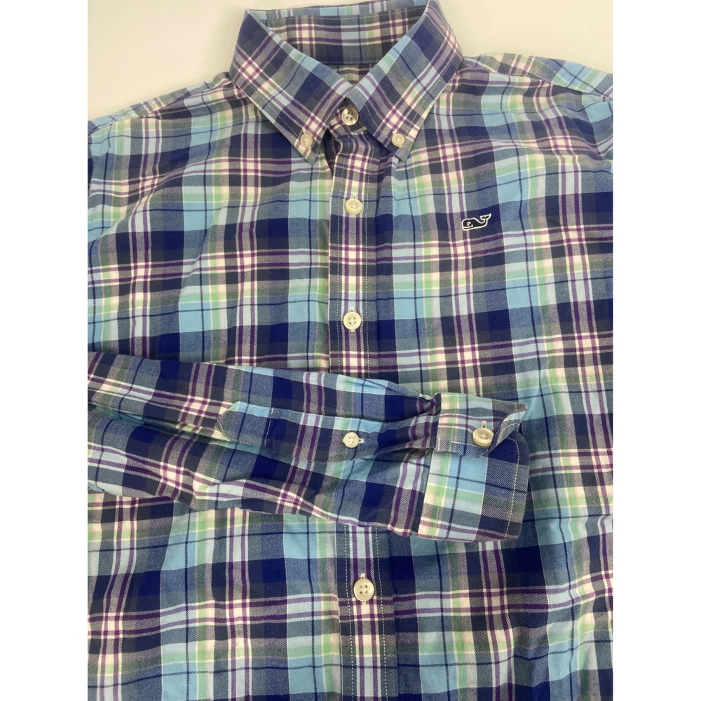 Vineyard Vines Whale Shirt Men's‎ Long Sleeve Plaid Button Down Cotton